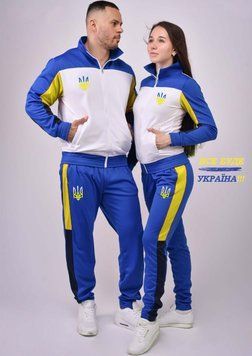 Парний спортивний костюм з українською символікою WHITE & BLUE UA-057 фото