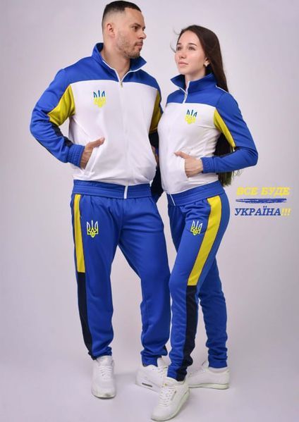 Парний спортивний костюм з українською символікою WHITE & BLUE UA-057 фото